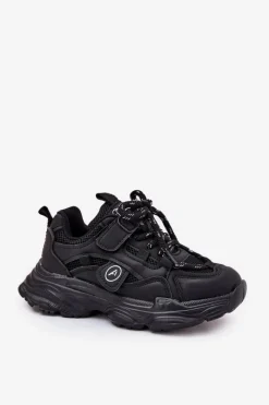 Clearance Boto Sneakersy Dziecięce Na Platformie Czarne Hanomess