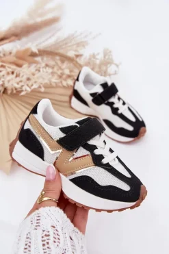 Online Sneakersy Dziecięce Na Rzep Biało-Czarne Tezzu Dzieci Chłopięce|Dziewczęce
