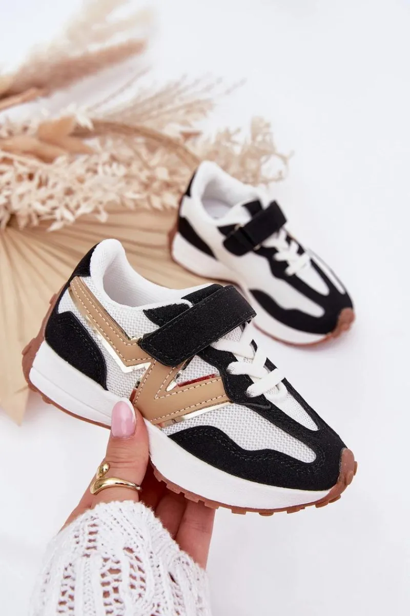 Online Sneakersy Dziecięce Na Rzep Biało-Czarne Tezzu Dzieci Chłopięce|Dziewczęce