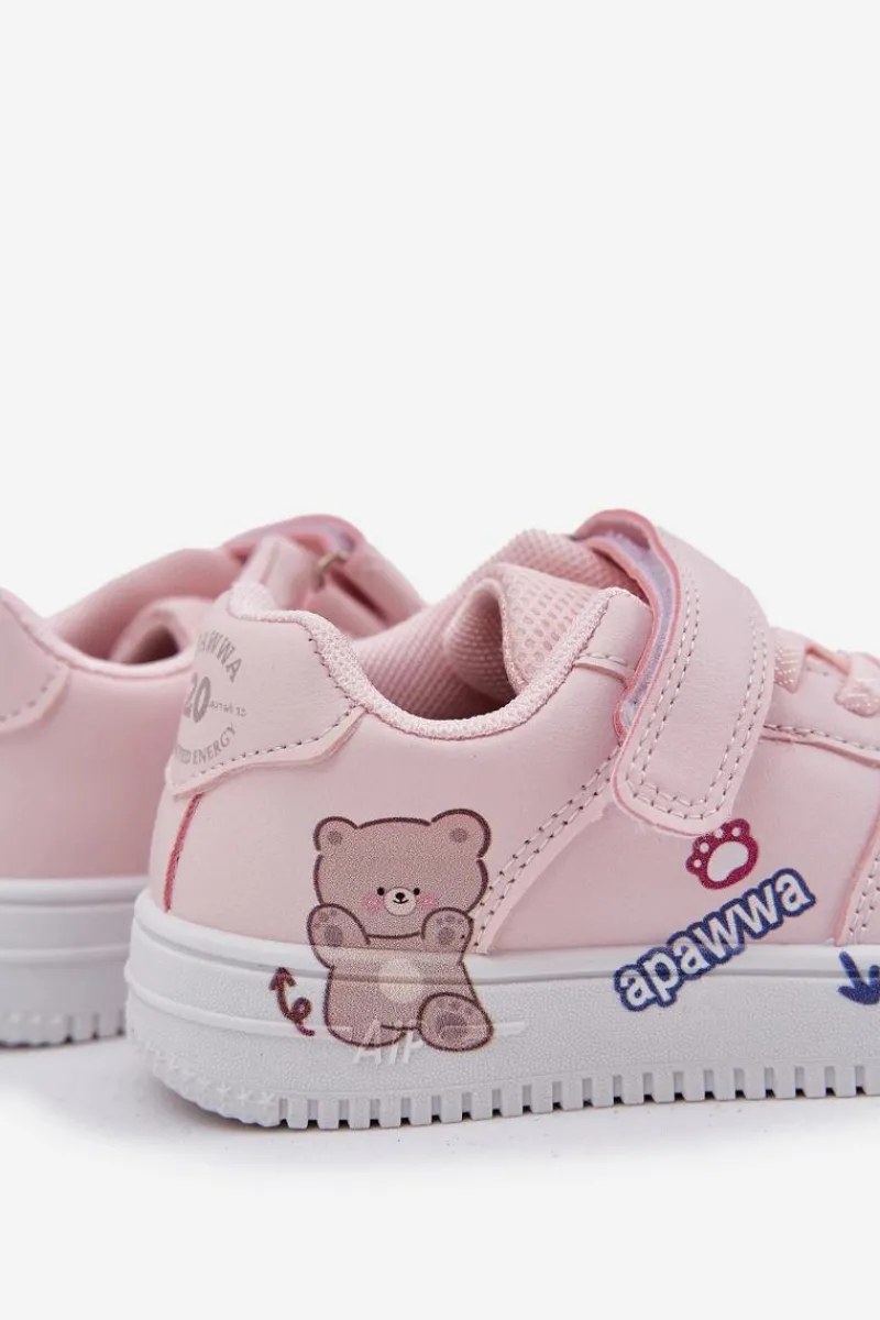 Discount Boto Sneakersy Dziecięce Na Rzep Z Misiem Różowe Callexia