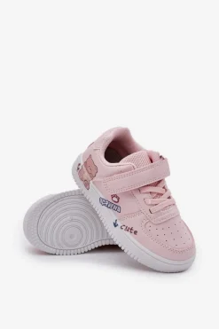 Discount Boto Sneakersy Dziecięce Na Rzep Z Misiem Różowe Callexia