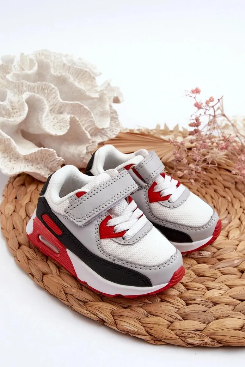 Outlet Sneakersy Dziecięce Na Rzep Czerwone Krissandra Dzieci Chłopięce|Dziewczęce