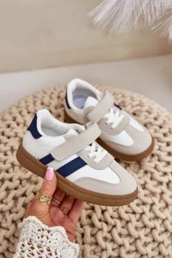 Online Boto Sneakersy Dziecięce Na Rzep Biało-Niebieskie Tromella