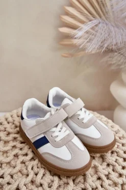Online Boto Sneakersy Dziecięce Na Rzep Biało-Niebieskie Tromella