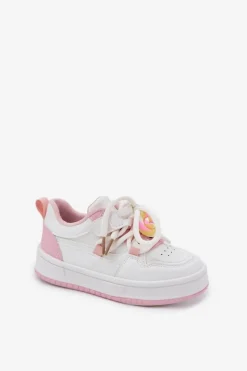 Dziewczęce|Back To School>Boto Sneakersy Dziecięce Na Rzep Z Przypinką Lizak Biało-Różowe Odalira