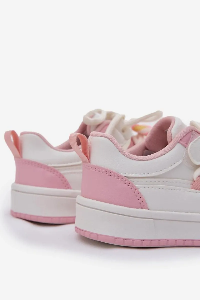 Dziewczęce|Back To School>Boto Sneakersy Dziecięce Na Rzep Z Przypinką Lizak Biało-Różowe Odalira