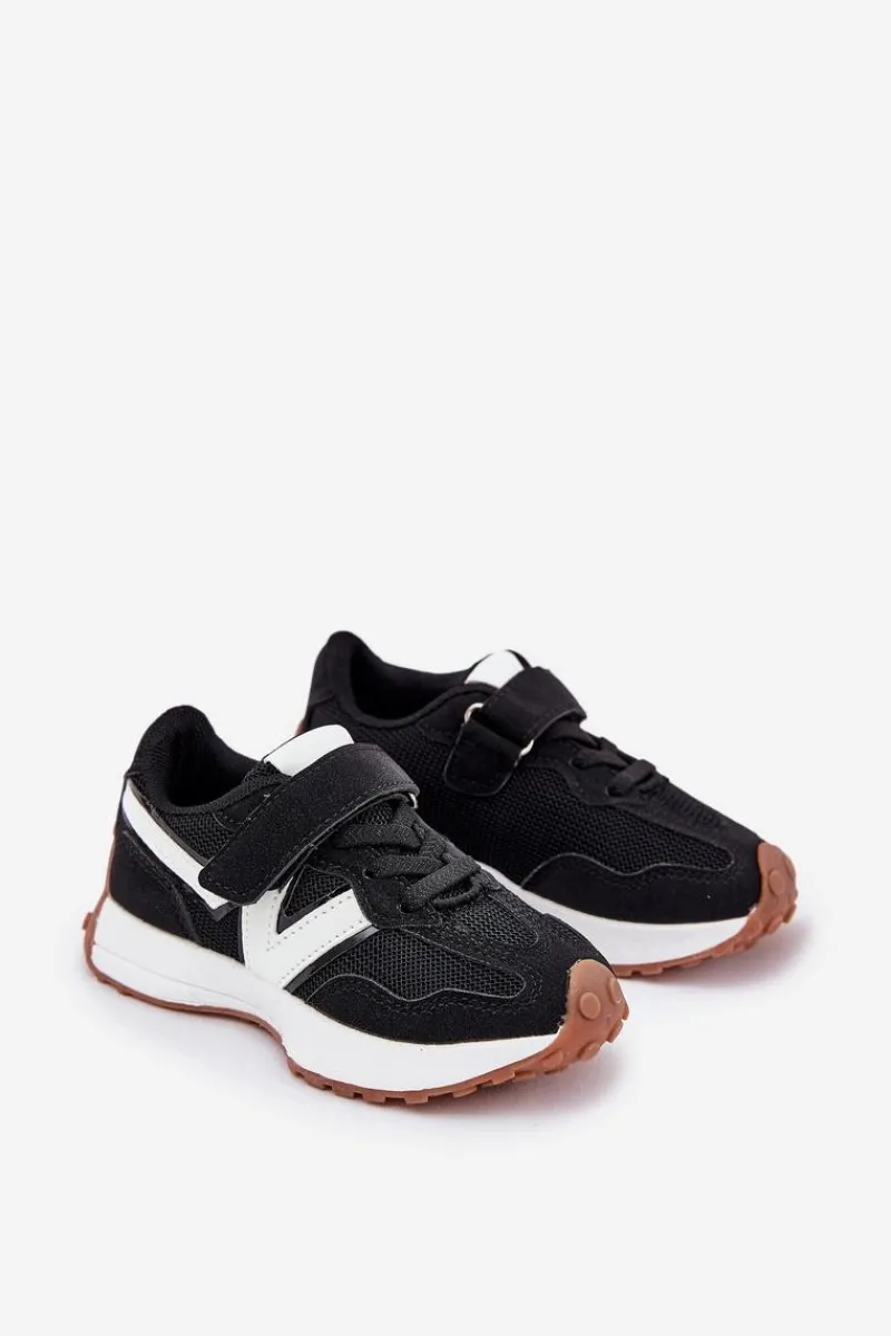 Sale Sneakersy Dziecięce Na Rzep Czarne Tezzu Dzieci Chłopięce|Dziewczęce