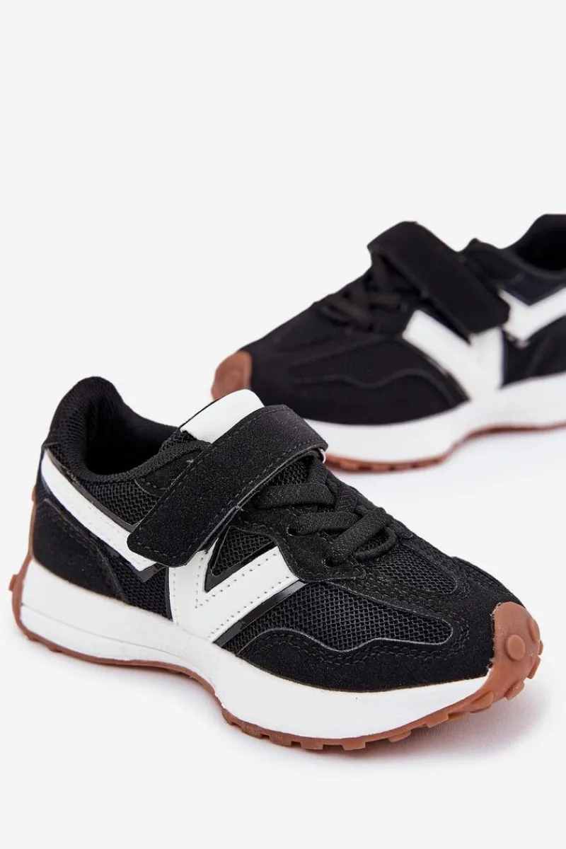 Sale Sneakersy Dziecięce Na Rzep Czarne Tezzu Dzieci Chłopięce|Dziewczęce