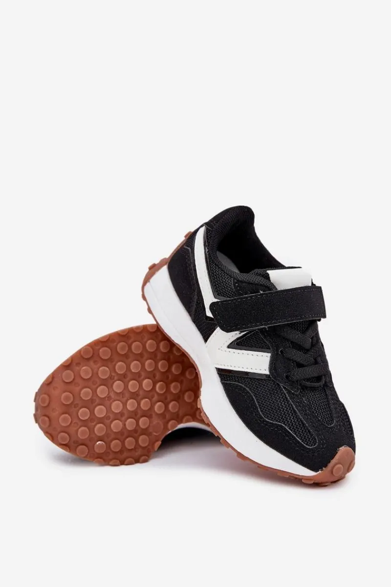 Sale Sneakersy Dziecięce Na Rzep Czarne Tezzu Dzieci Chłopięce|Dziewczęce