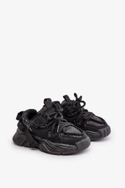 Discount Sneakersy Dziecięce Ozdobione Cekinami Czarne Liatoma Dzieci Dziewczęce|Back To School