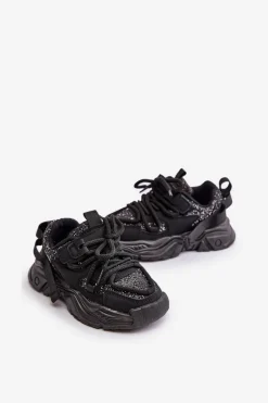 Discount Sneakersy Dziecięce Ozdobione Cekinami Czarne Liatoma Dzieci Dziewczęce|Back To School