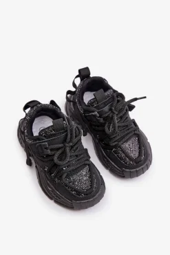 Discount Sneakersy Dziecięce Ozdobione Cekinami Czarne Liatoma Dzieci Dziewczęce|Back To School