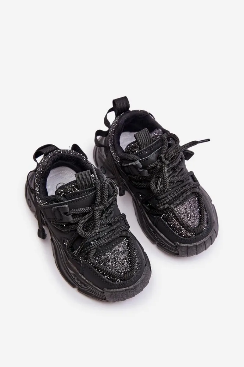 Discount Sneakersy Dziecięce Ozdobione Cekinami Czarne Liatoma Dzieci Dziewczęce|Back To School