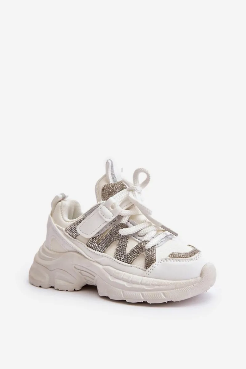Dziewczęce|Back To School>Boto Sneakersy Dziecięce Z Cyrkoniami Białe Rianalla Biały