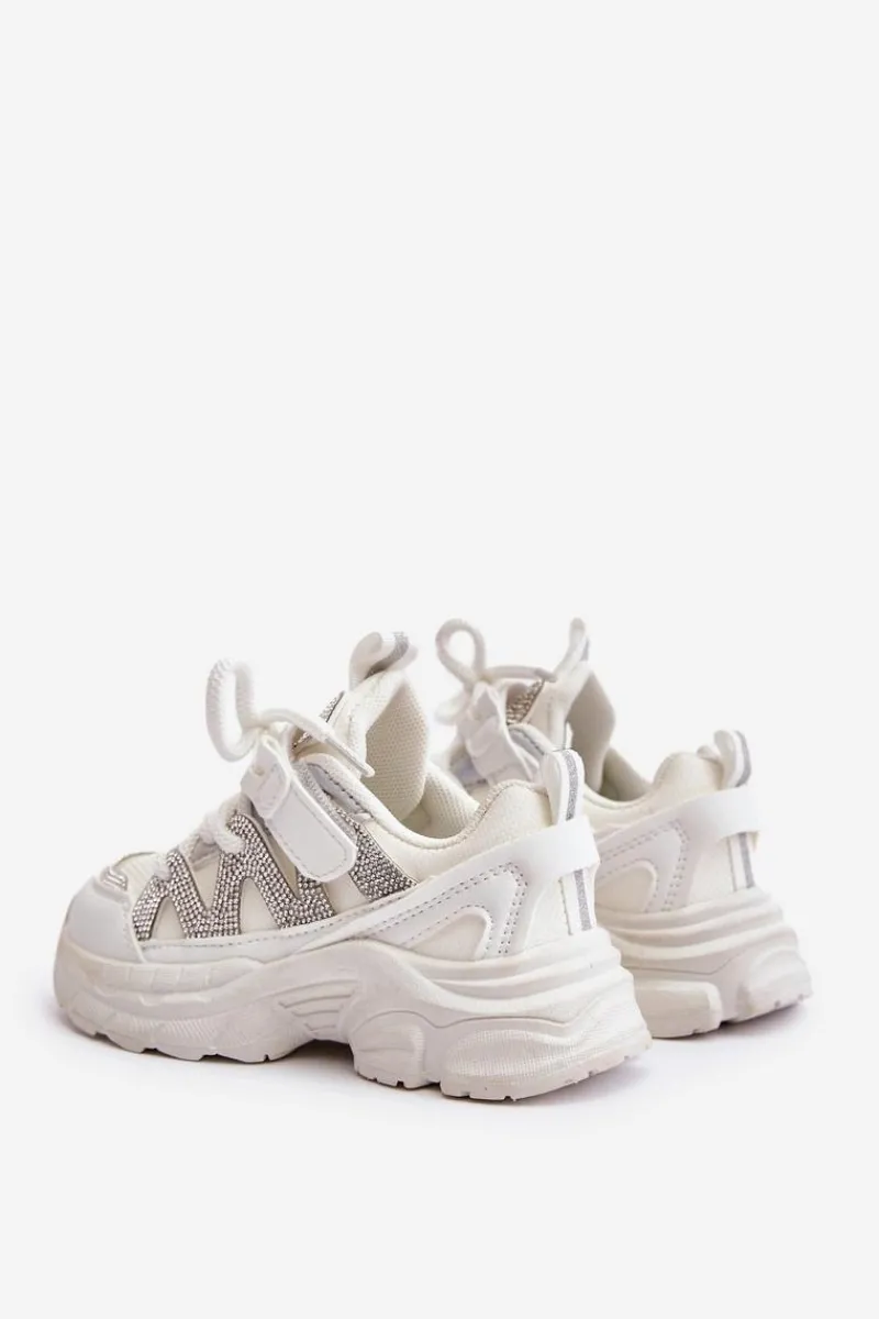 Dziewczęce|Back To School>Boto Sneakersy Dziecięce Z Cyrkoniami Białe Rianalla Biały