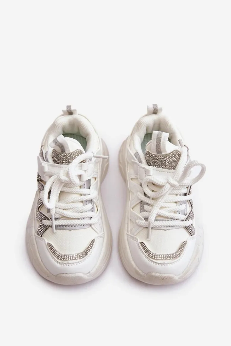 Dziewczęce|Back To School>Boto Sneakersy Dziecięce Z Cyrkoniami Białe Rianalla Biały