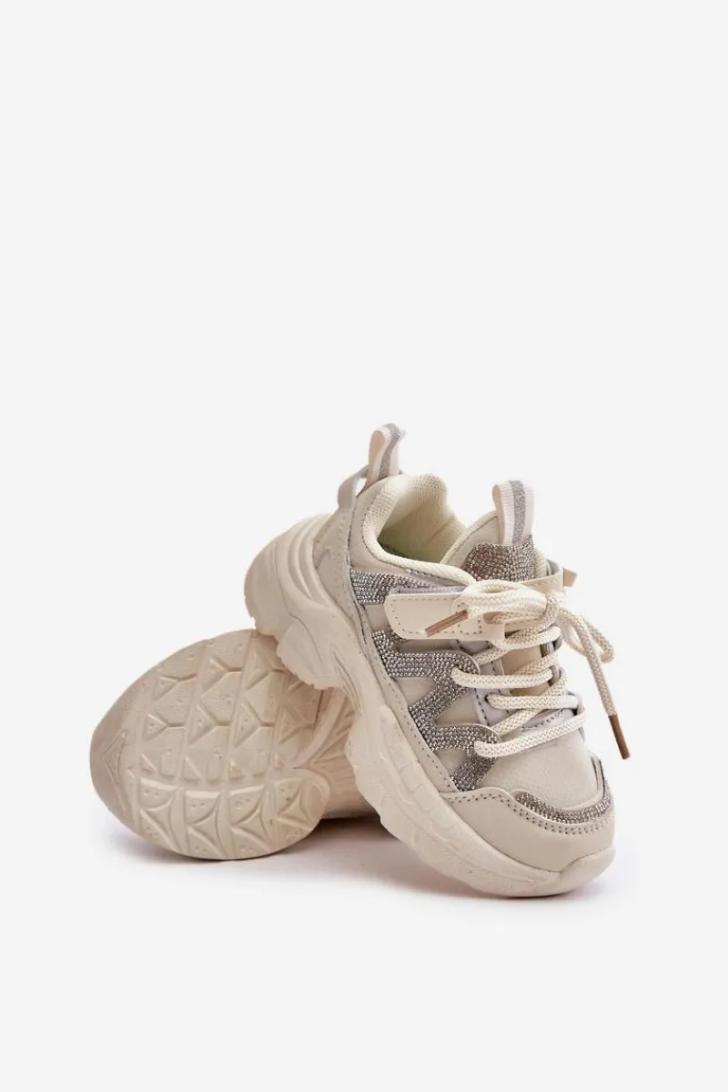 Dziewczęce|Back To School>Boto Sneakersy Dziecięce Z Cyrkoniami Beżowe Rianalla Beżowy