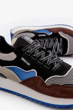 Outlet Sneakersy Męskie Big Star NN174322 Memory Foam System Brązowo-Czarne Męskie Obuwie Sportowe Męskie