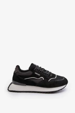 Obuwie Sportowe Męskie>Big Star Shoes Sneakersy Męskie Big Star NN174321 Memory Foam System Czarne Czarny