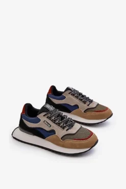 Sale Big Star Shoes Sneakersy Męskie Big Star NN174320 Memory Foam System Beżowo-Niebieskie Wielokolorowy