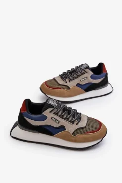 Sale Big Star Shoes Sneakersy Męskie Big Star NN174320 Memory Foam System Beżowo-Niebieskie Wielokolorowy