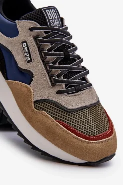 Sale Big Star Shoes Sneakersy Męskie Big Star NN174320 Memory Foam System Beżowo-Niebieskie Wielokolorowy