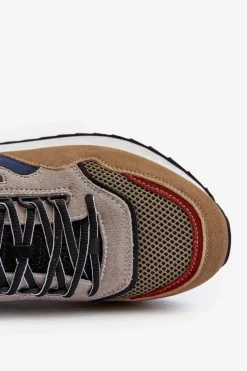 Sale Big Star Shoes Sneakersy Męskie Big Star NN174320 Memory Foam System Beżowo-Niebieskie Wielokolorowy