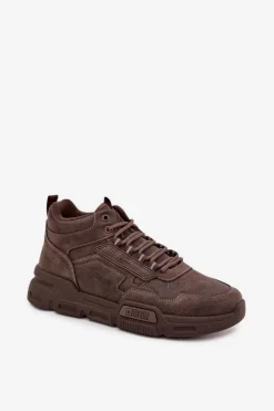 Clearance Big Star Shoes Sneakersy Męskie Big Star SS174283 HI-POLY SYSTEM Ciemnobrązowe Brązowy