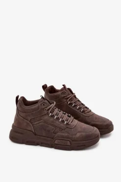 Clearance Big Star Shoes Sneakersy Męskie Big Star SS174283 HI-POLY SYSTEM Ciemnobrązowe Brązowy