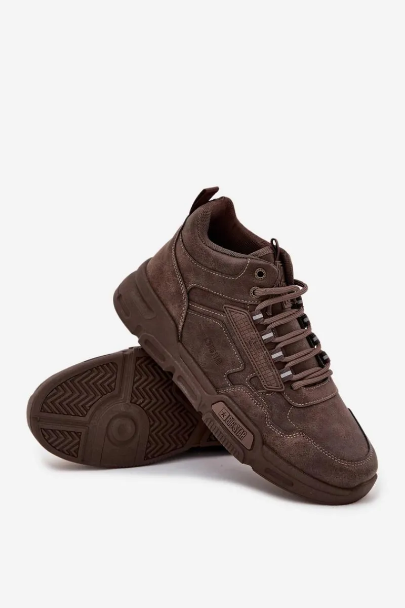 Clearance Big Star Shoes Sneakersy Męskie Big Star SS174283 HI-POLY SYSTEM Ciemnobrązowe Brązowy