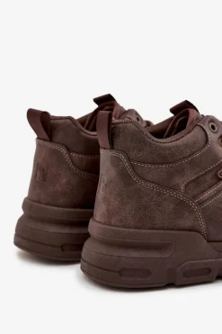 Clearance Big Star Shoes Sneakersy Męskie Big Star SS174283 HI-POLY SYSTEM Ciemnobrązowe Brązowy