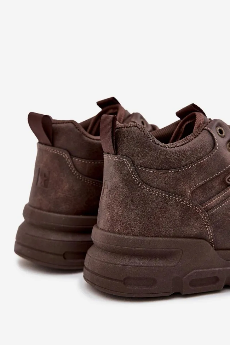 Clearance Big Star Shoes Sneakersy Męskie Big Star SS174283 HI-POLY SYSTEM Ciemnobrązowe Brązowy