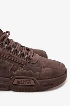Clearance Big Star Shoes Sneakersy Męskie Big Star SS174283 HI-POLY SYSTEM Ciemnobrązowe Brązowy