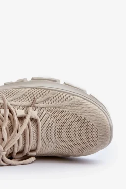 Outlet Sneakersy Męskie HI-POLY SYSTEM Big Star NN174469 Beżowe Męskie Obuwie Sportowe Męskie