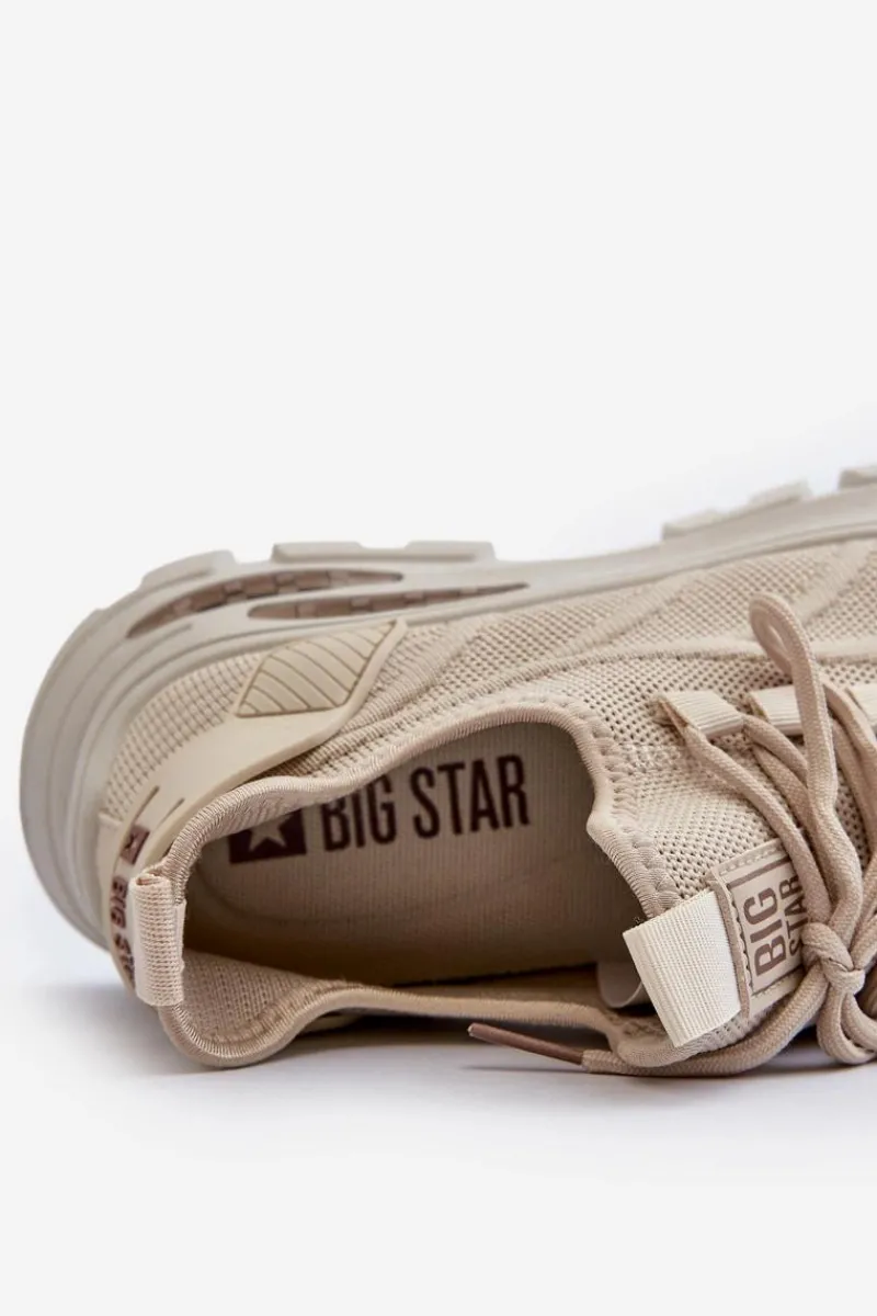 Outlet Sneakersy Męskie HI-POLY SYSTEM Big Star NN174469 Beżowe Męskie Obuwie Sportowe Męskie