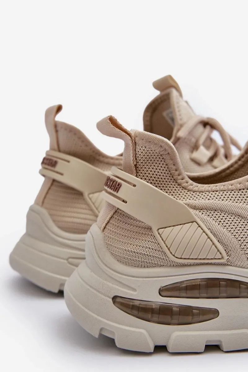 Outlet Sneakersy Męskie HI-POLY SYSTEM Big Star NN174469 Beżowe Męskie Obuwie Sportowe Męskie