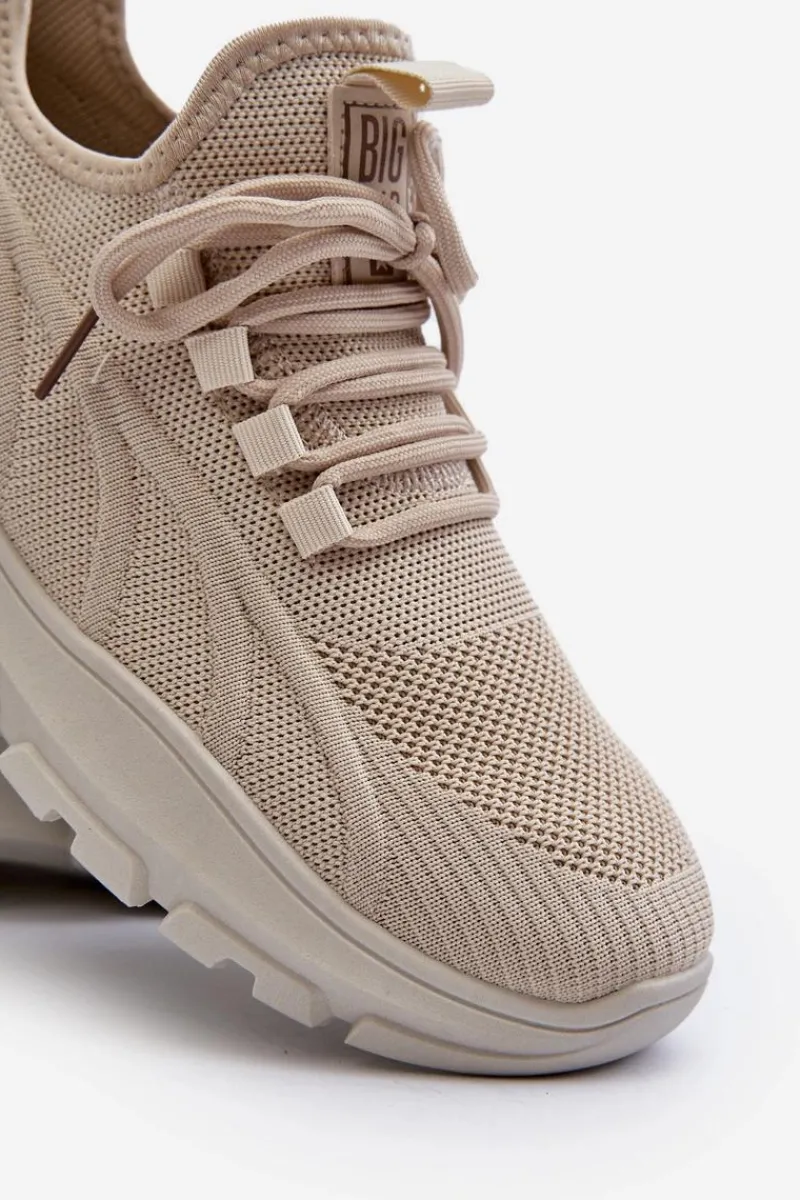 Outlet Sneakersy Męskie HI-POLY SYSTEM Big Star NN174469 Beżowe Męskie Obuwie Sportowe Męskie