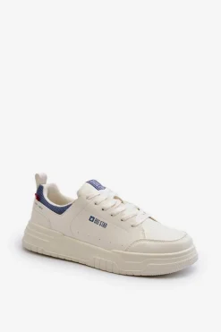 Sneakersy Męskie Memory Foam System Big Star NN174150 Jasnobeżowe Męskie Obuwie Sportowe Męskie