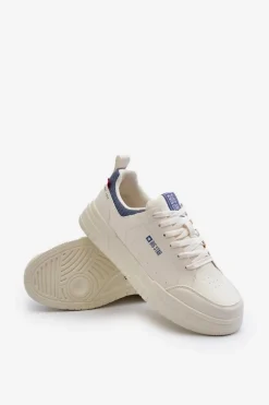 Sneakersy Męskie Memory Foam System Big Star NN174150 Jasnobeżowe Męskie Obuwie Sportowe Męskie