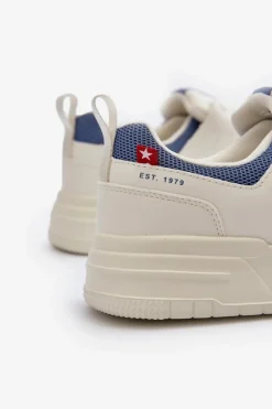 Sneakersy Męskie Memory Foam System Big Star NN174150 Jasnobeżowe Męskie Obuwie Sportowe Męskie