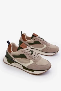 Best Big Star Shoes Sneakersy Męskie Memory Foam System Big Star NN174349 Beżowe