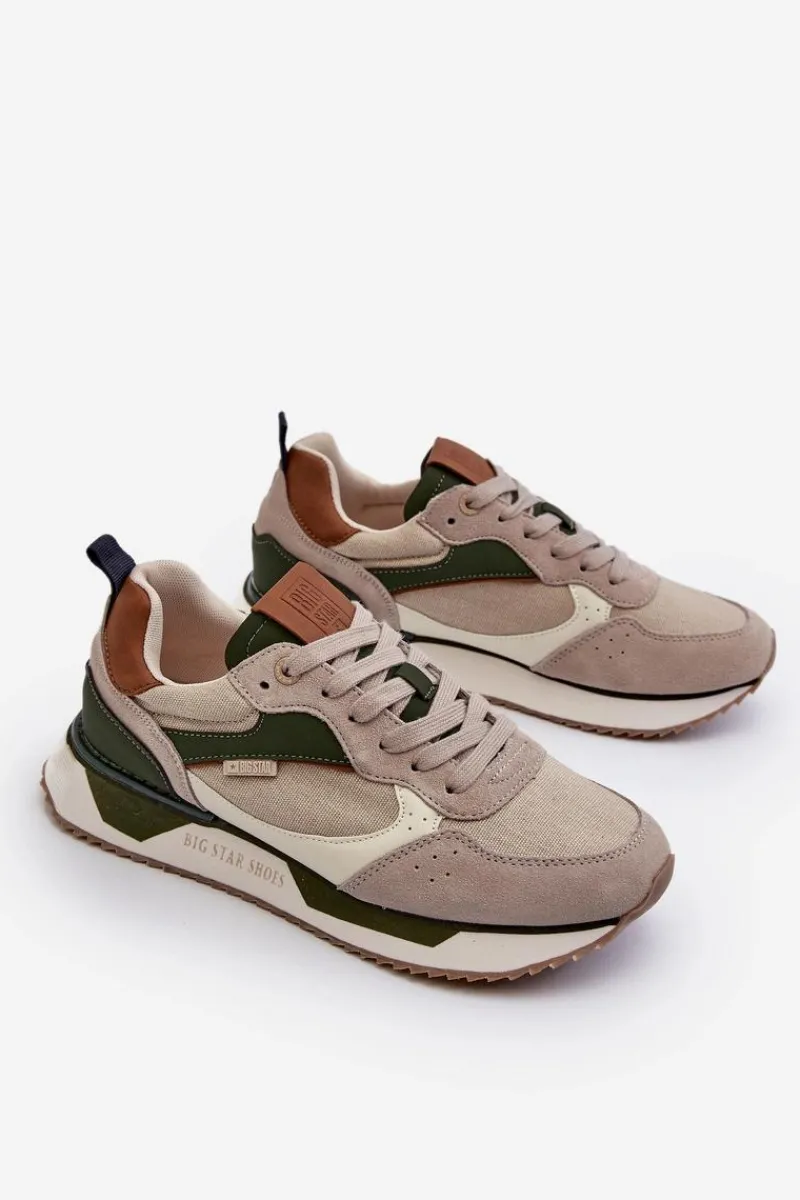 Best Big Star Shoes Sneakersy Męskie Memory Foam System Big Star NN174349 Beżowe