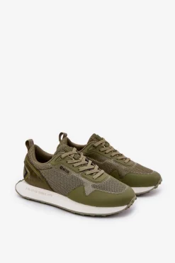 New Big Star Shoes Sneakersy Męskie Na Platformie Big Star RR174360 Hi-Poly System Khaki