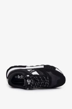 Sale Sneakersy Męskie Na Platformie LCJ-25-03-3378M Czarne Męskie Obuwie Sportowe Męskie