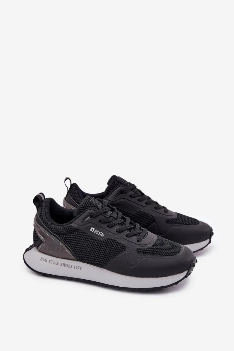 Obuwie Sportowe Męskie>Big Star Shoes Sneakersy Męskie Na Platformie Big Star RR174361 Hi-Poly System Czarne