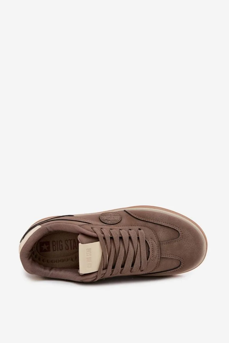 Outlet Sneakersy Męskie Niskie Big Star SS174020 HI-POLY SYSTEM Ciemnobeżowe Męskie Obuwie Sportowe Męskie