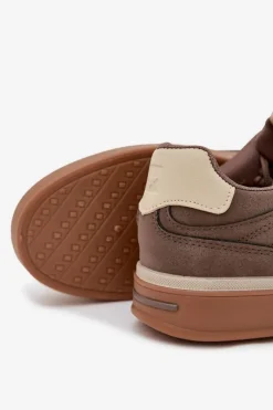 Outlet Sneakersy Męskie Niskie Big Star SS174020 HI-POLY SYSTEM Ciemnobeżowe Męskie Obuwie Sportowe Męskie