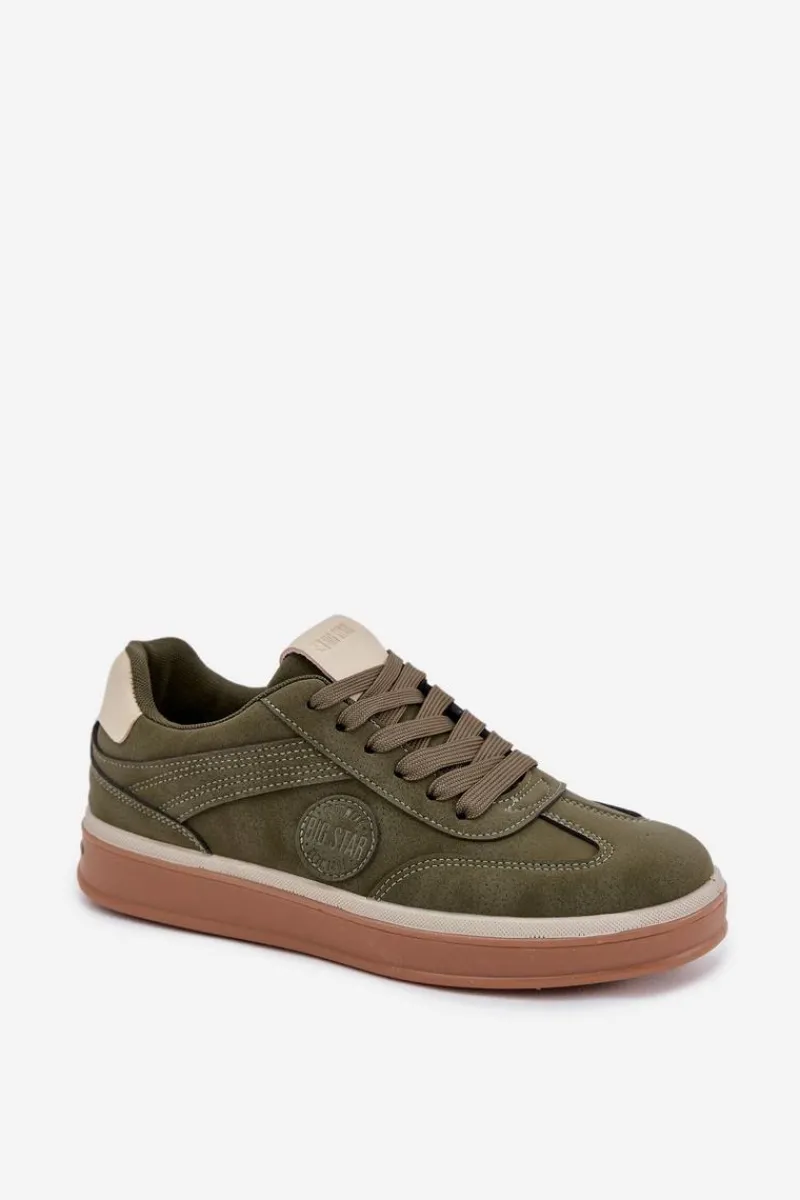 Sale Sneakersy Męskie Niskie Big Star SS174022 HI-POLY SYSTEM Khaki Męskie Obuwie Sportowe Męskie