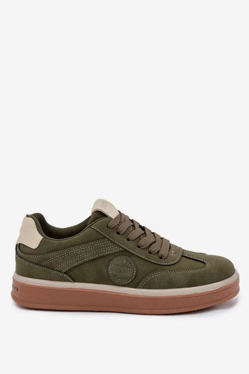 Sale Sneakersy Męskie Niskie Big Star SS174022 HI-POLY SYSTEM Khaki Męskie Obuwie Sportowe Męskie