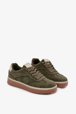 Sale Sneakersy Męskie Niskie Big Star SS174022 HI-POLY SYSTEM Khaki Męskie Obuwie Sportowe Męskie
